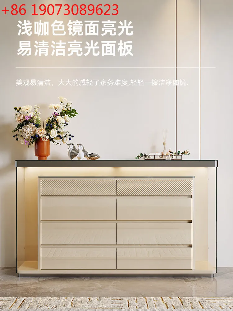 

Italian light luxury eight-bucket cabinet bedroom minimalist solid wood bedside bucket cabinet high-end wall locker