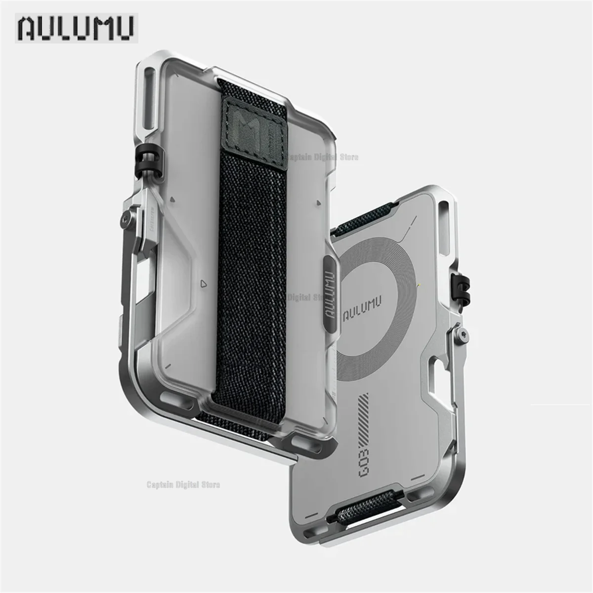 Aulumu G03 Translucent White Magnetic Wallet Card Case Compatible with MagSafe Multi Function Phone Stand Grip RFID Card IPhone