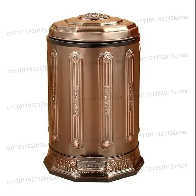 6L Stainless Steel Antique Trash Can Household   Waste Bin for Home Office Kitchen Bathroom ZM222