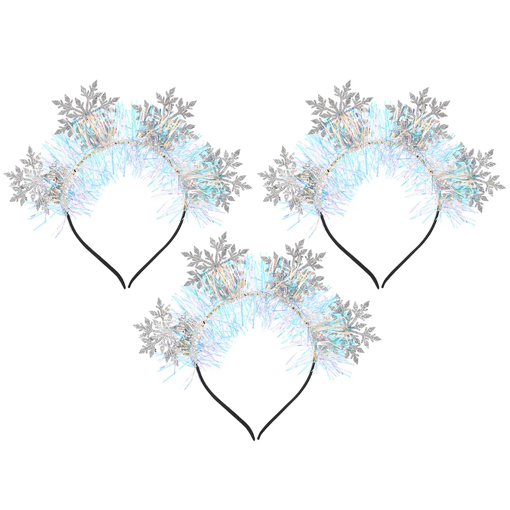 

3 Pcs Snowflake Headband Girl Hair Accessories Glitter Xmas Aldult Felt Cloth Christmas