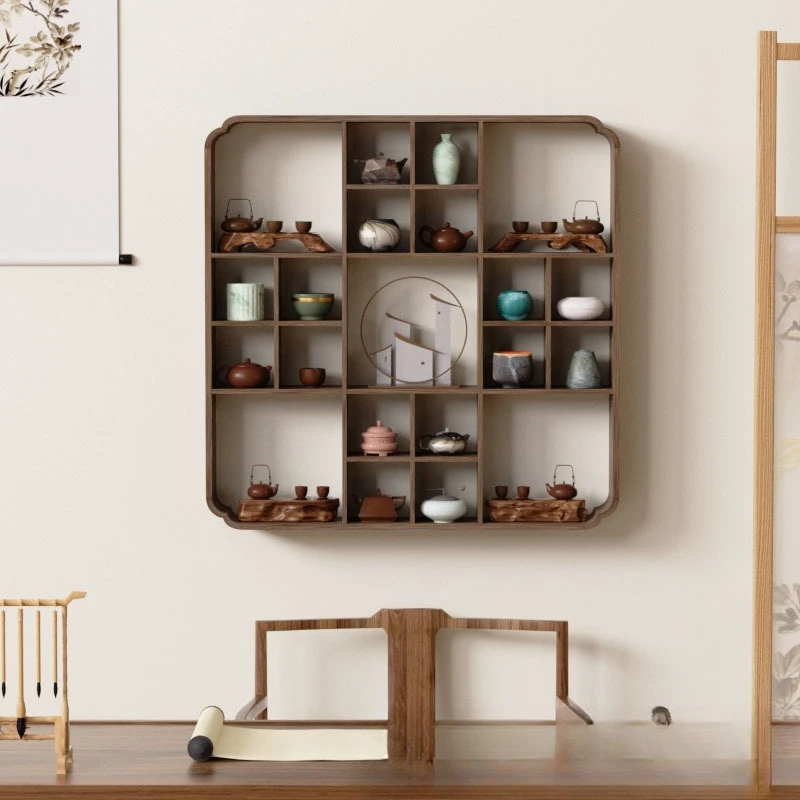 

Solid wood Bogu rack New Chinese paulownia wood Duobao Pavilion tea rack Display rack Tea room Tea set Display cabinet