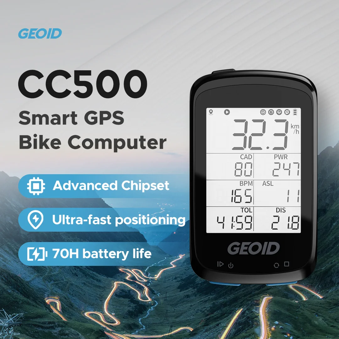 Geoid CC500 GPS Computer da bici Tachimetro da bicicletta wireless Contachilometri di navigazione digitale Bluetooth ANT+ per Strava