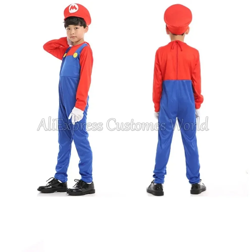 Game Mari Anime Super Bros Cosplay Halloween Brother Costumes Funny Children Fantasia Cosplay Jumpsuit Carnival Adult Woman Suit