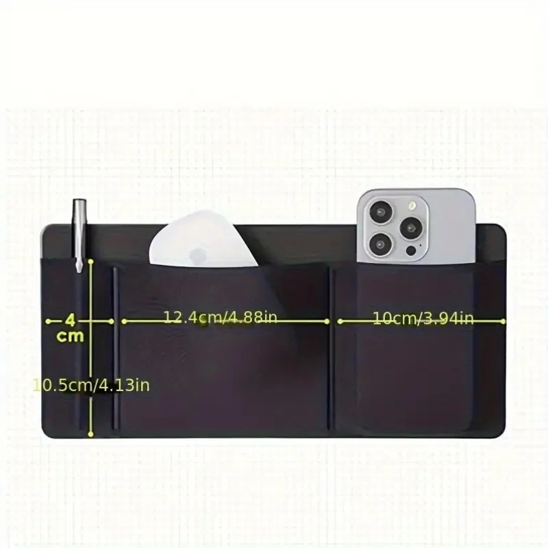3-Pocket Mouse Storage Bag,Self-adhesive Mouse Storage Bag,Self-Adhesive Multi-Functional Organizer for Laptop,Cable & Earphone
