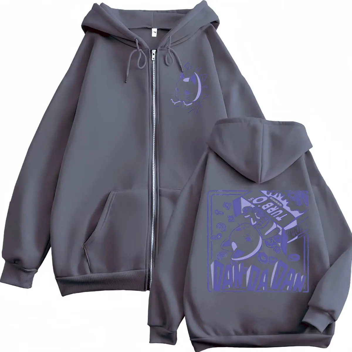 Anime Dandadan Turbo Granny Double Sided Print Zipper Hoodie Japanese Manga Style Zip Up Sweatshirts Men Women Casual Pullovers - Image 3
