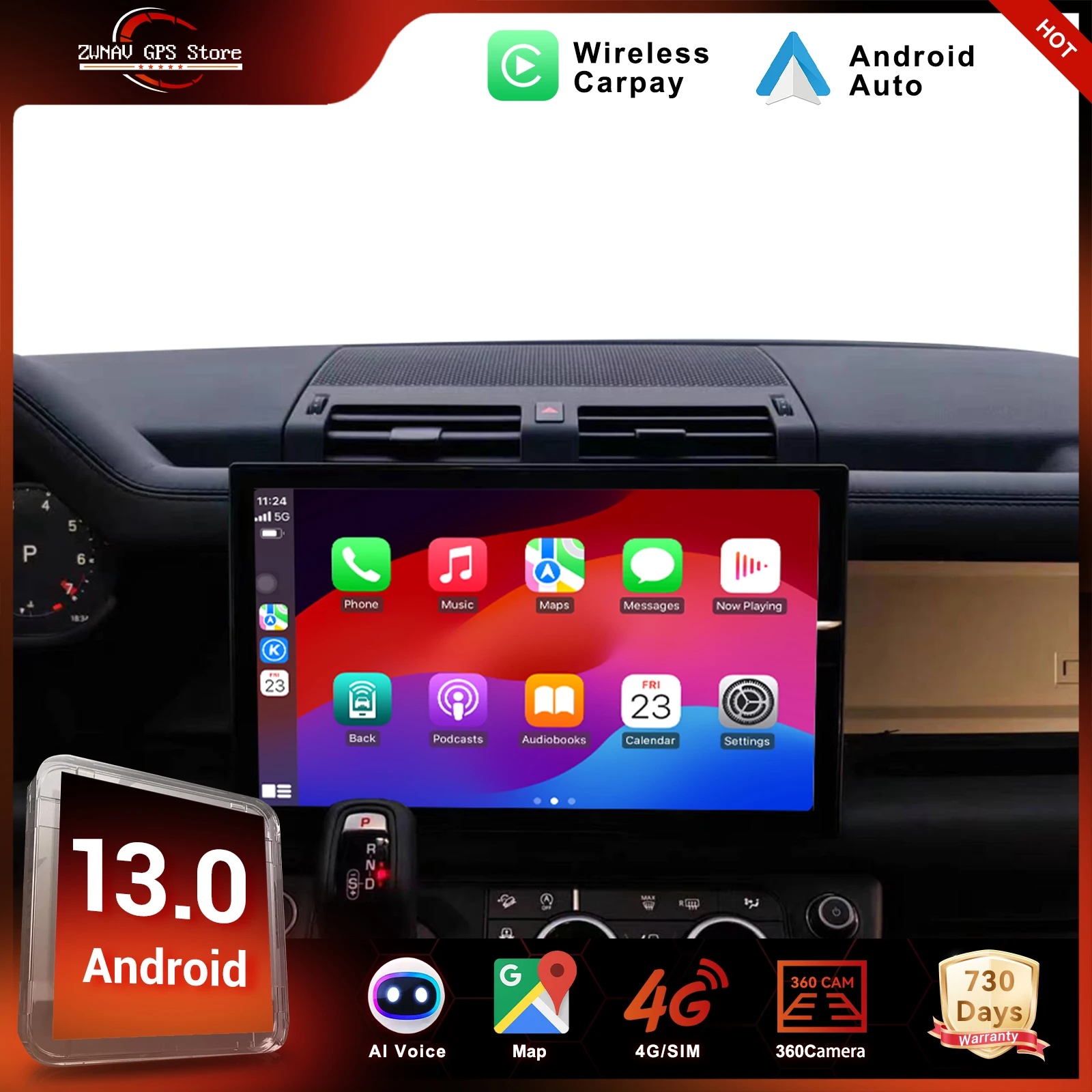 13.3 Inch For Land Rover Defender 2018-2024 Automotive Multimedia Player Car Radio Carplay Android 11FM Auto Recorder Head Unit