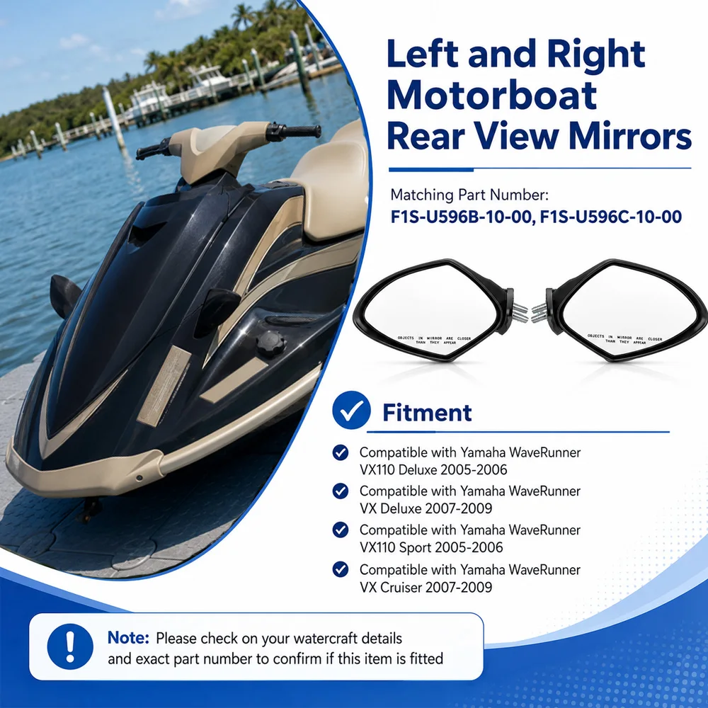 For Yamaha WaveRunner VX110 Deluxe Sport 2005-2006 VX 2007-2009 Motorboat Rear View Mirror F1S-U596B-10-00 F1S-U596C-10-00