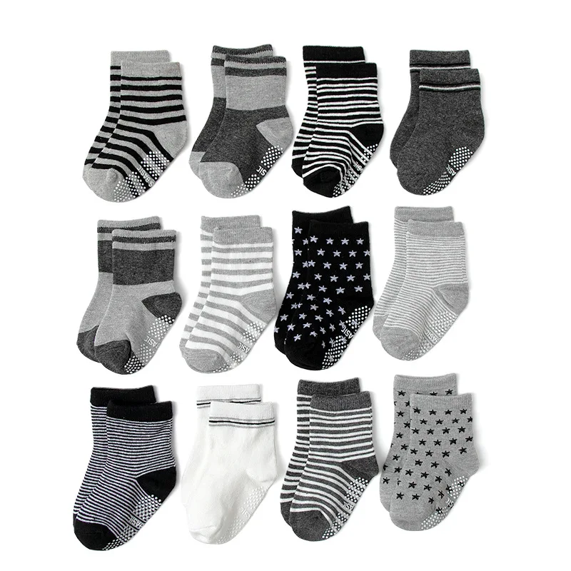 12pairs Set Baumwolle Baby Socken 0-3T Jungen Mädchen Anti Slip Boden Socken Kleinkind kinder Socken für neugeborene Babys Zubehör