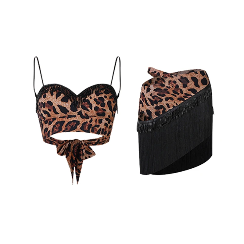 Latin Dance Clothes Gitls Practice Clothing Fringe Black Tops Skirt Kids Cha Cha Rumba Samba Dance Performance Wear DNV23952