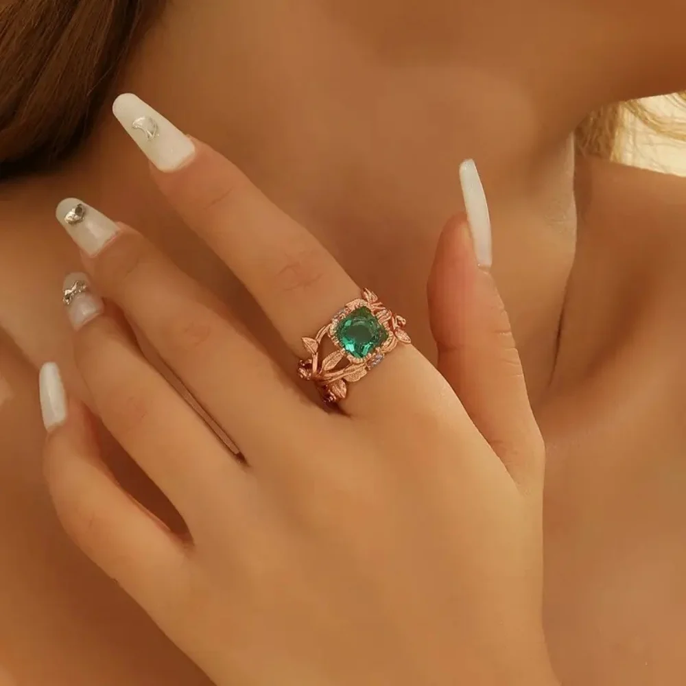 جديد الهندسة الجوف ليف زهرة الزركون خاتم أزياء بسيطة شخصية الحلو المجوهرات هدية بالجملة