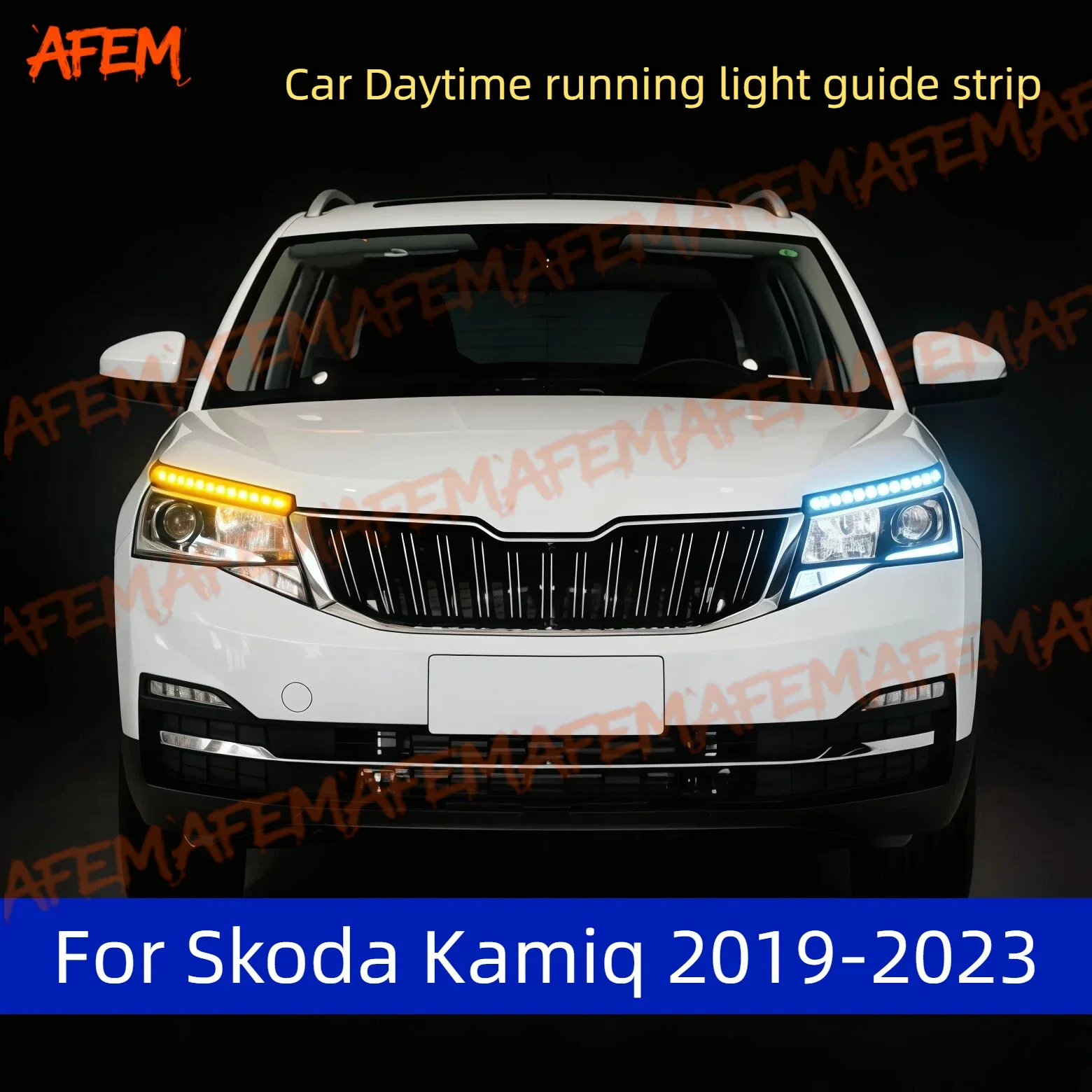 

2Pcs 12V Led Guide Strip Headlight For Car Daytime Running Lights Turn Signal DRL Car Modification For Skoda Kamiq 2019-2023