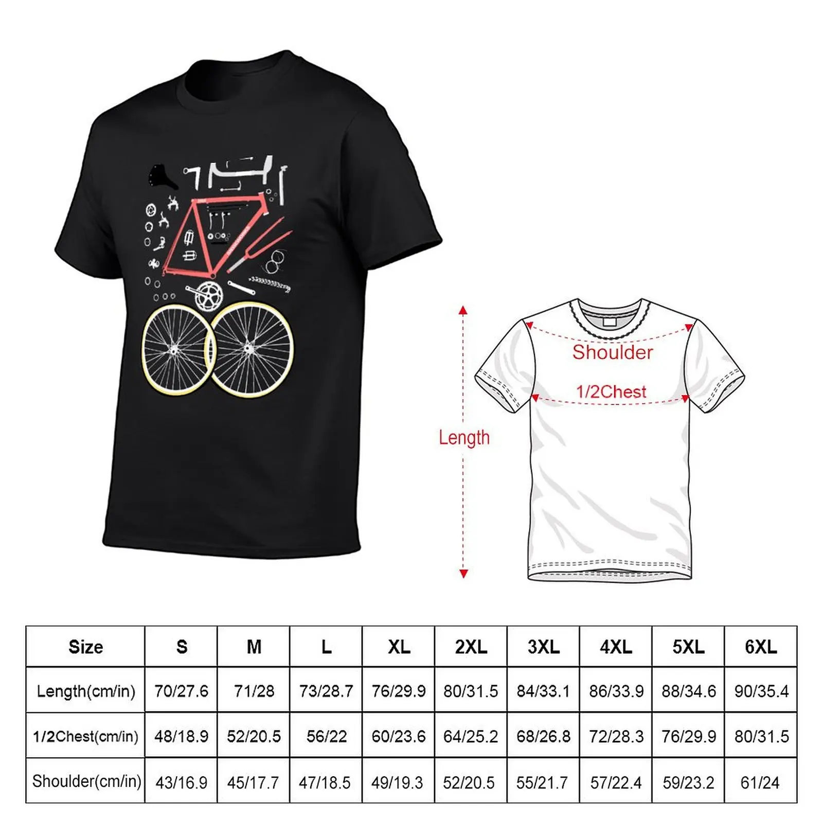 Fietsonderdelen T-Shirt T-Shirts Essentiële T-Shirt Graphics Sublieme Heren Grafische T-Shirts Groot En Lang