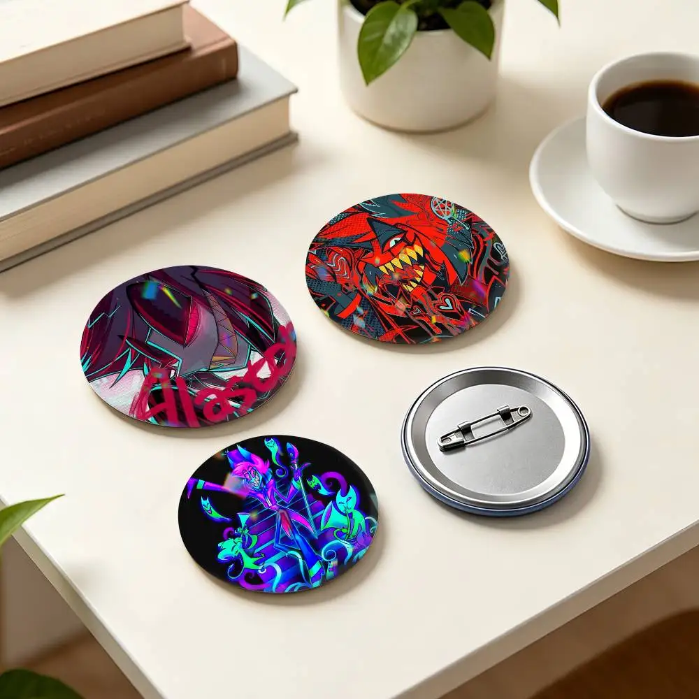 A-Alastor The Radio Demon  25 32 44 58 75mm Badges Personalized Round Brooches Pins Accessory Gift