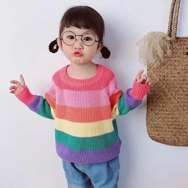 1-7T Autumn New Baby Boys Girls Clothes Children Sweater Toddler Knit Sweater Kid Knitwear Long Sleeve Baby Pullover Tops