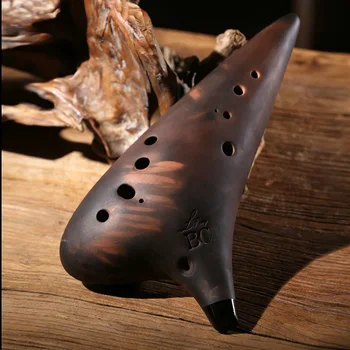 Ocarina de cerámica con 12 agujeros, Ocarinas ahumadas de arena púrpura, flauta musical Xun, instrumentos Orff profesionales para principiantes, regalos