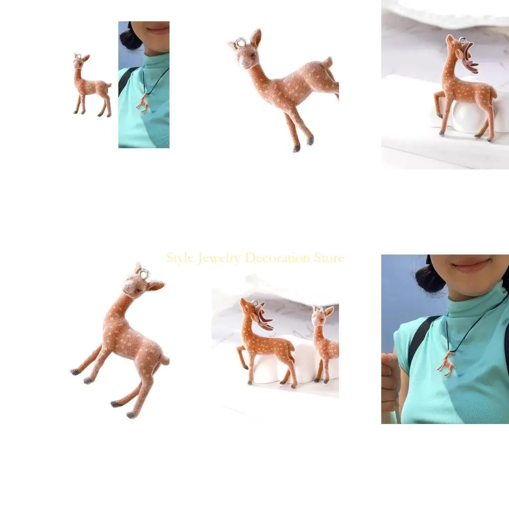 

D46E Деликатный смол оленя ожерелье подвеска для рождественской лоськости