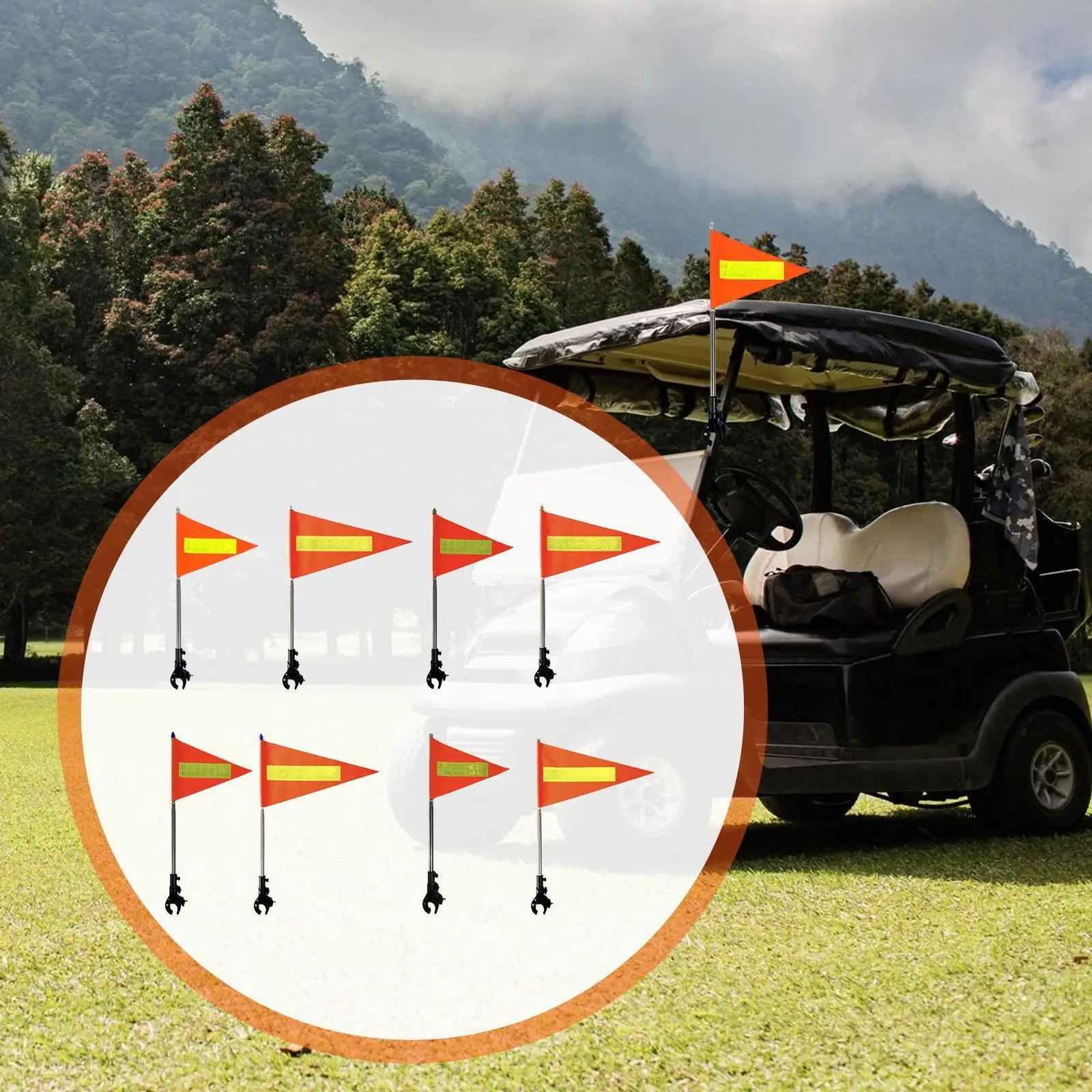

Golf Cart Flag Pole Kit,High Visibility Night Universal Telescopic Pole with Reflective Strips,Adjustable Height for Club Bikes