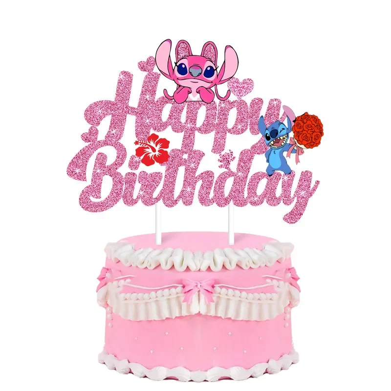 Lilo&Stitch Cake Decoration Cartoon Stitch Cupcake Top Happy Birthday for Kids Birthday Party Cake Dessert Decorations