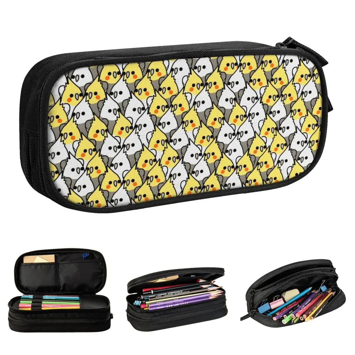 

Cockatiel Parrots Pattern Pencil Case Cute Animal Bird Pen Bags Kids Large Storage Students School Zipper Pencil Pouch