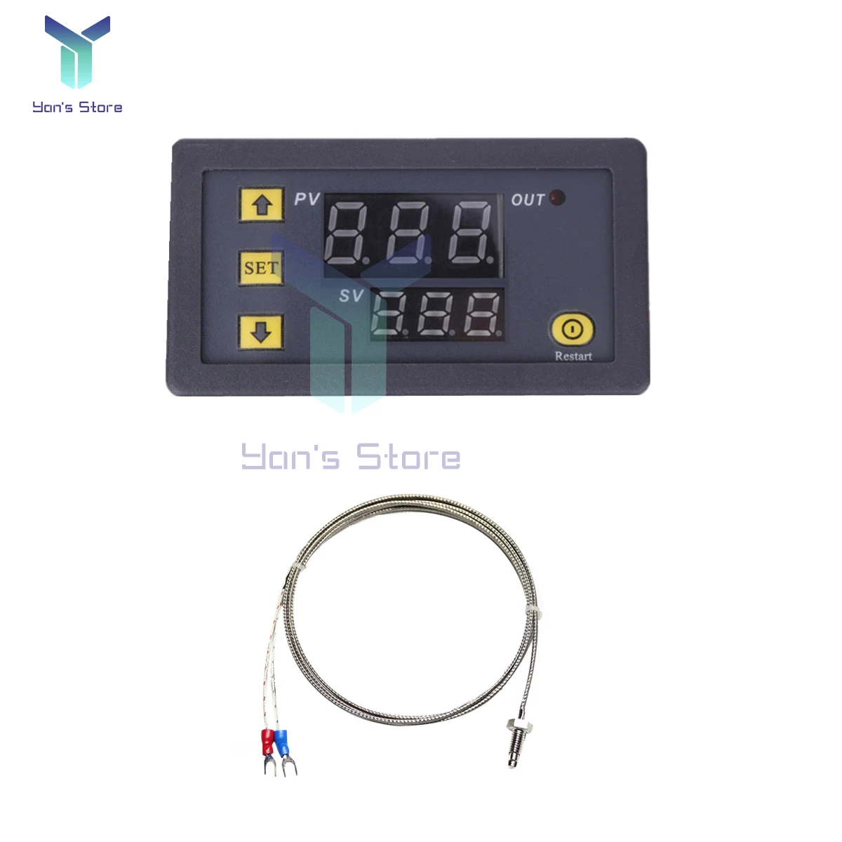 W3230 DC 12V Probe Line Digital Temperature Control LED Thermostat Regulator Heat/Cooling Control Thermoregulator -60°C~ 500°C