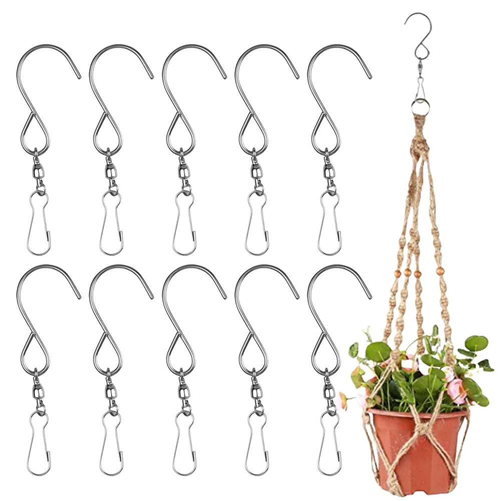 10/20PCS Swivel Hooks Clips for Hanging Wind Chimes Stainless Steel S Ring Hanging Hooks Crystal Twisters Rotating S Hanger Hook