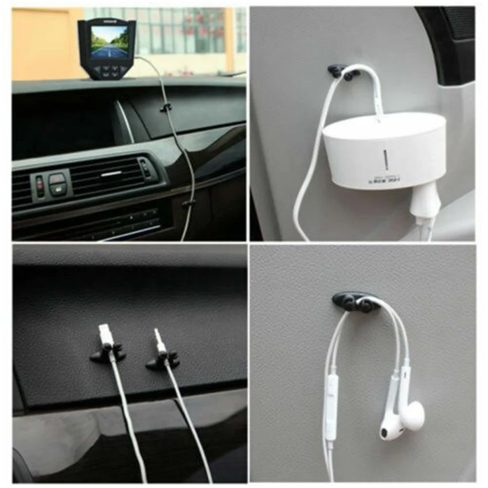 8Pcs Car Wire Cable Holder Multifunctional Tie Clip Fixer Organizer Auto Charger Line Clasp High Quality Headphone Cable Clip