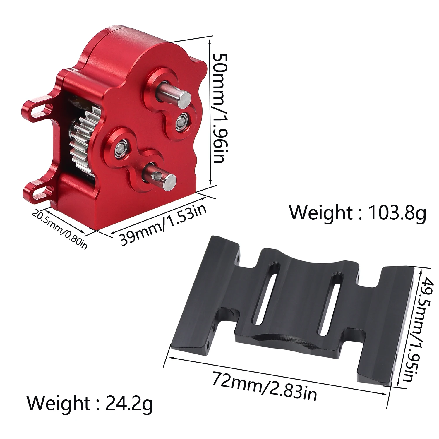 LCG Aluminiowa podwójna skrzynia biegów Dig Overdrive Gearbox Zainstalowany 2-silnikowy do 1/10 RC Crawler Cheater Rigs Capra SCX10 PRO Parts