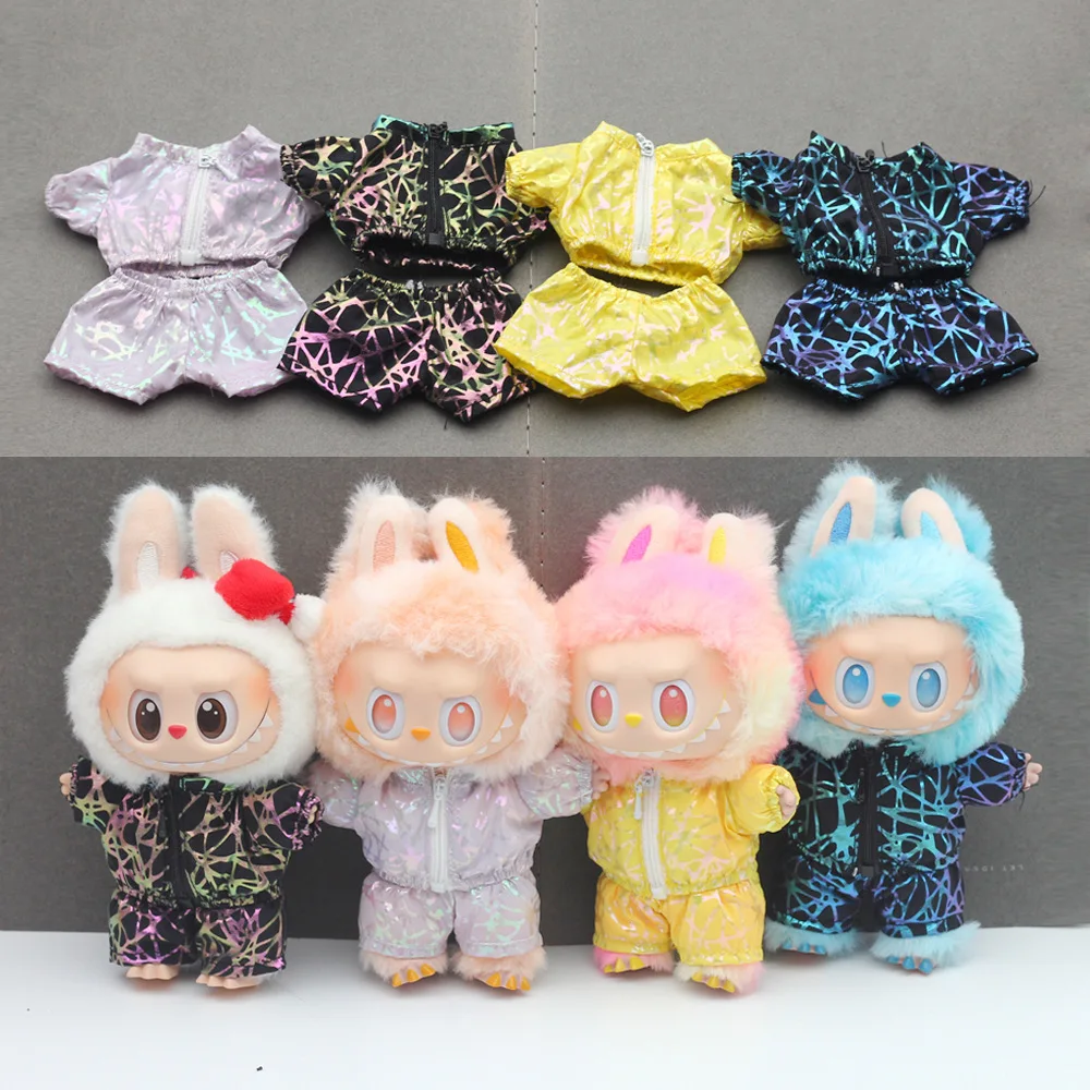 

15/17cm LABUBU Gen I/II Plush Doll Outfits: Sun Protective Jacket & Laser-Printed Coat – Sitting Party Series Accessories