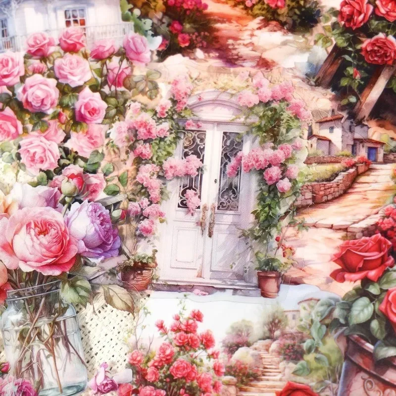 

20Sheets vintage rustic scenery stickers flowers sunflower handbook decorative PET Rose Cottage Scrapbooking 152*111mm