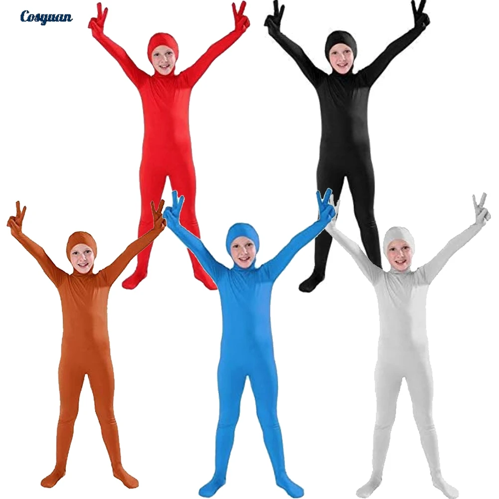 

Pure Color Tight Cosplay Jumpsuit Clothes Five Color Kids Party Disguise Roleplay Halloween Costume Carnival Outfits Suits
