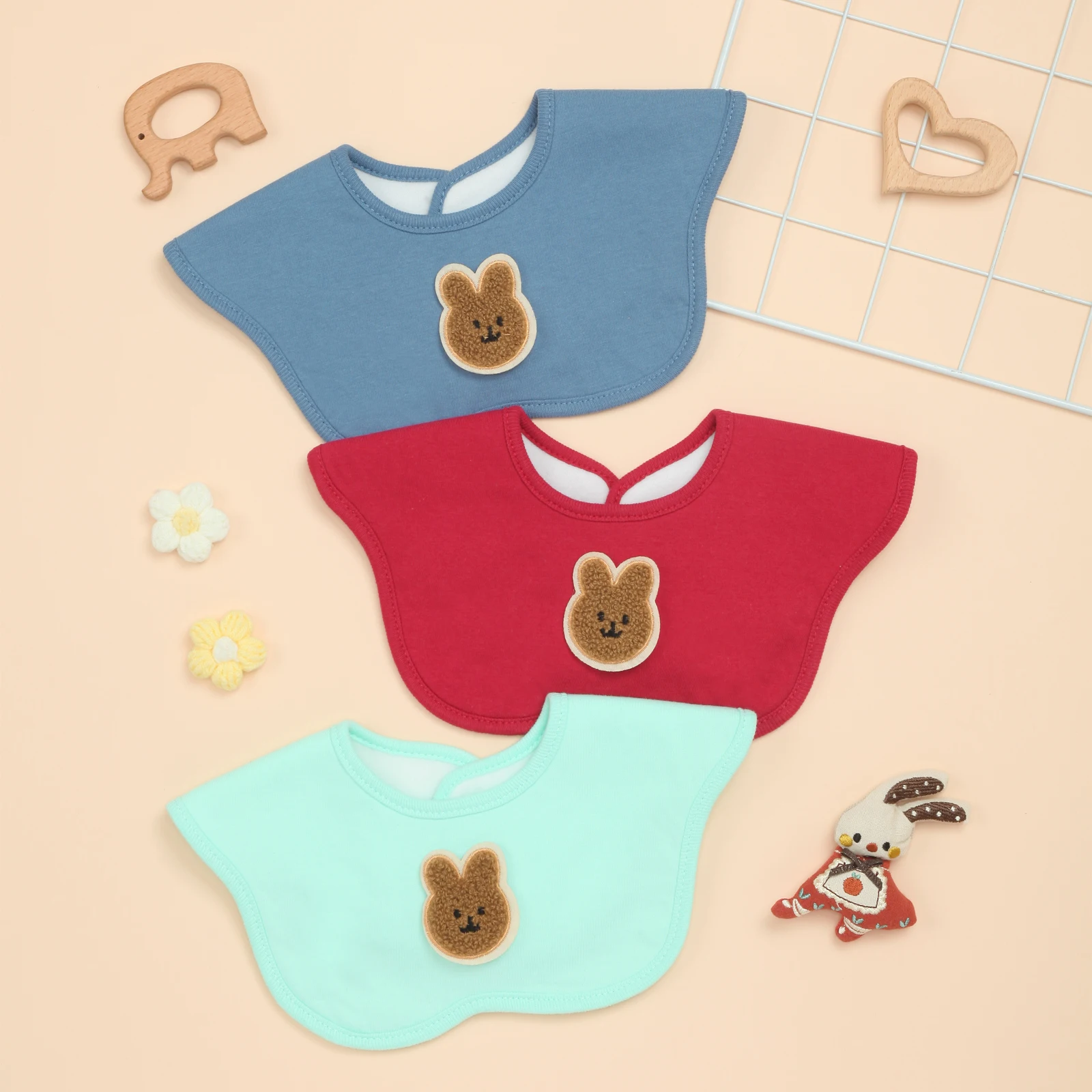 

Комплект из 3 толстых мягких детских нагрудников для мальчиков и девочек, регулируемый нагрудник для новорожденных для слюнотечения, кормления, прорезывания зубов