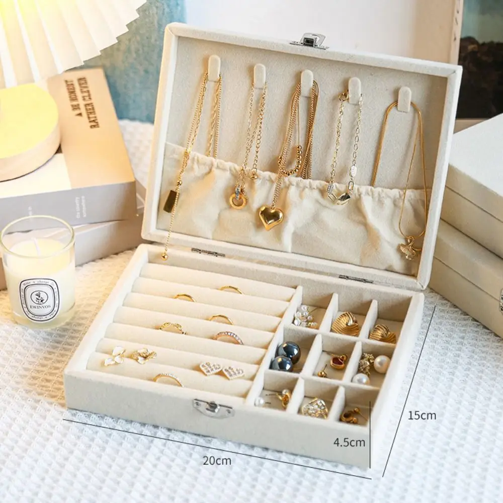 Large Capacity Jewelry Storage Box Dustproof 3/9/24 Grids Portable Earring Organizer INS Space Saving Divided Necklace Tray