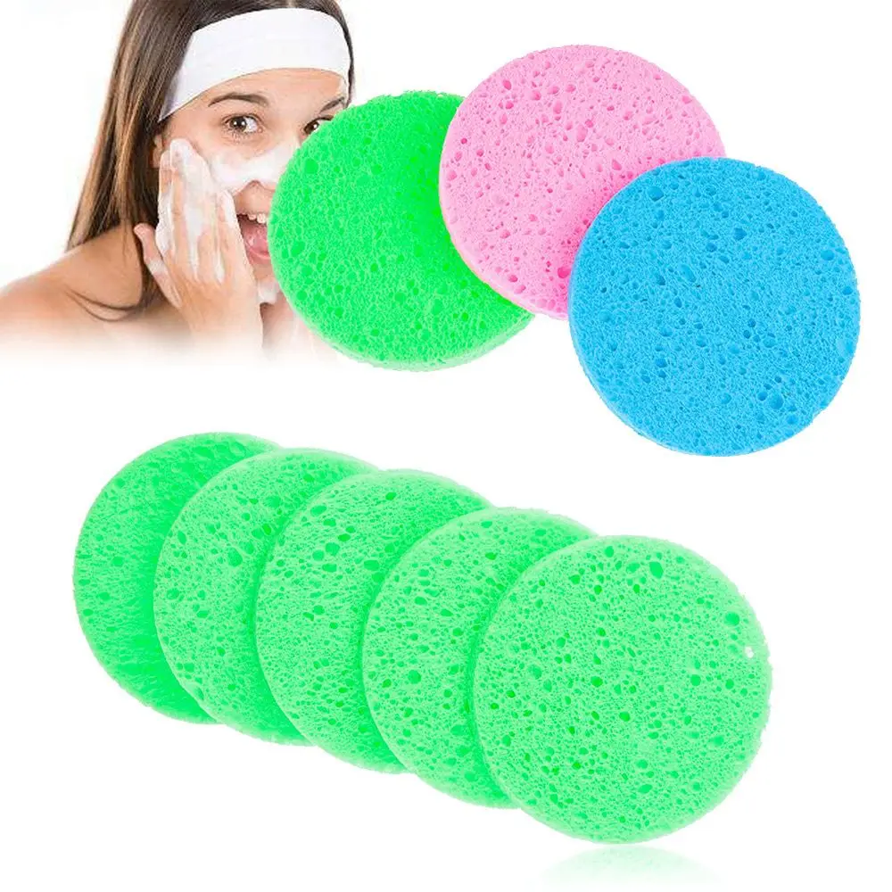 5pcs Natural Wood Pulp Sponge, Cellulose Sponge Cellulose Sponge Facial Sponge