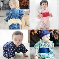 Retro Kimono Summer Baby Girl Boy Clothes Romper Jumpsuit Short-sleeved Bathrobe Newborn Baby Jumpsuits Playwear Cute Custume