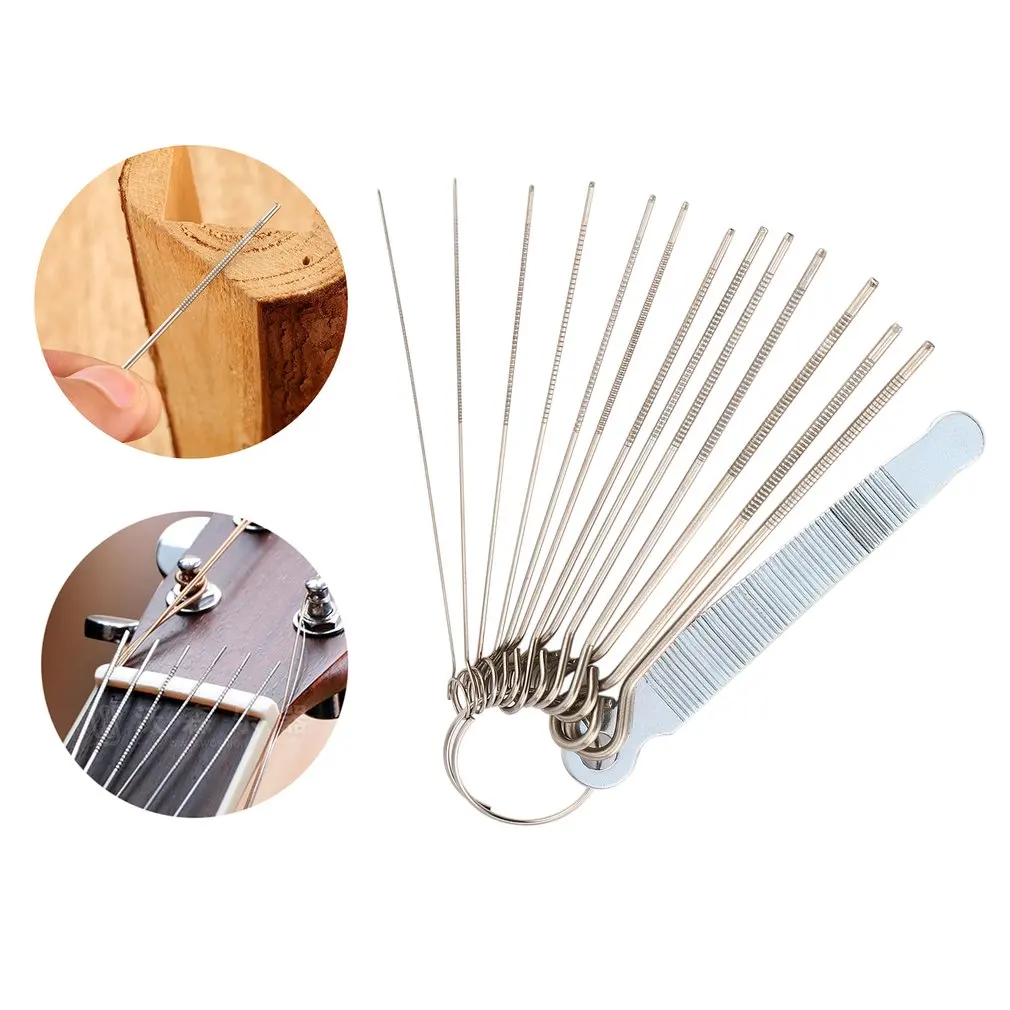 14 In 1 DIY Guitar Repair Tools Guitar Nut Slotting File Saw Rods Slot Filing Set Luthier Mini Size Replacement Accessory