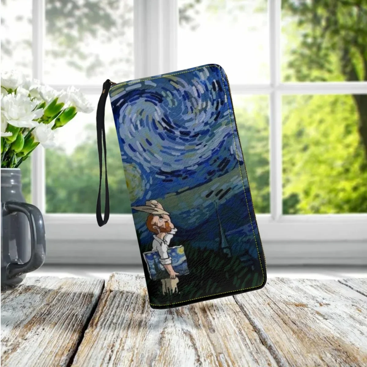 

Art Van Gogh Starry Sky Minimalist Wallets Luxury Leather Women Purse Credit Card Cash Clutches for Travel Girls Handbags Slim