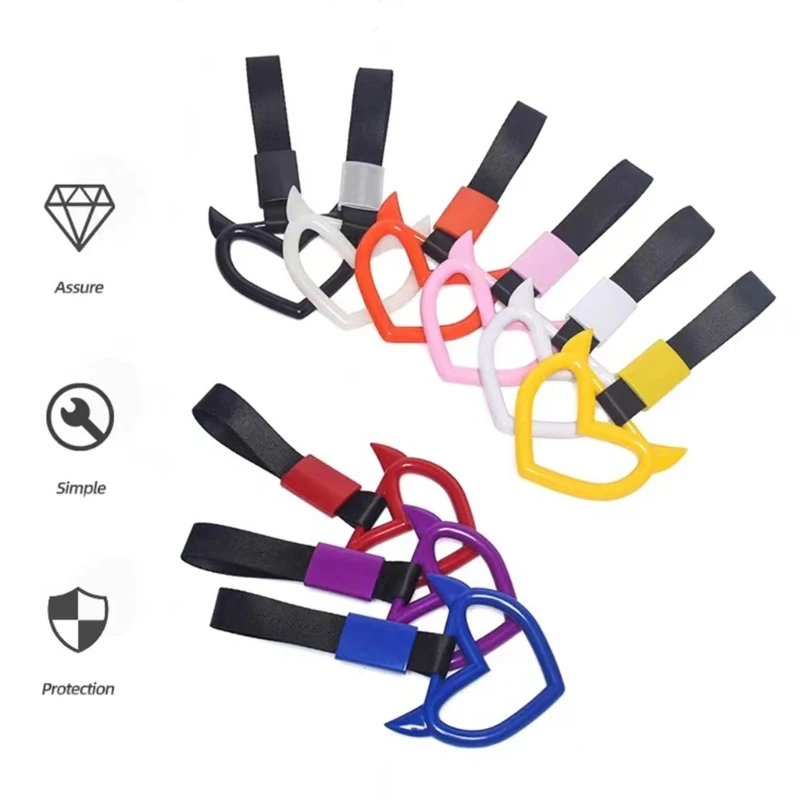 Car Handle Devil Heart Hanging Rings Hand Strap Train Bus Handle Bumper Warning Rings Auto Interior Decorative Dropship