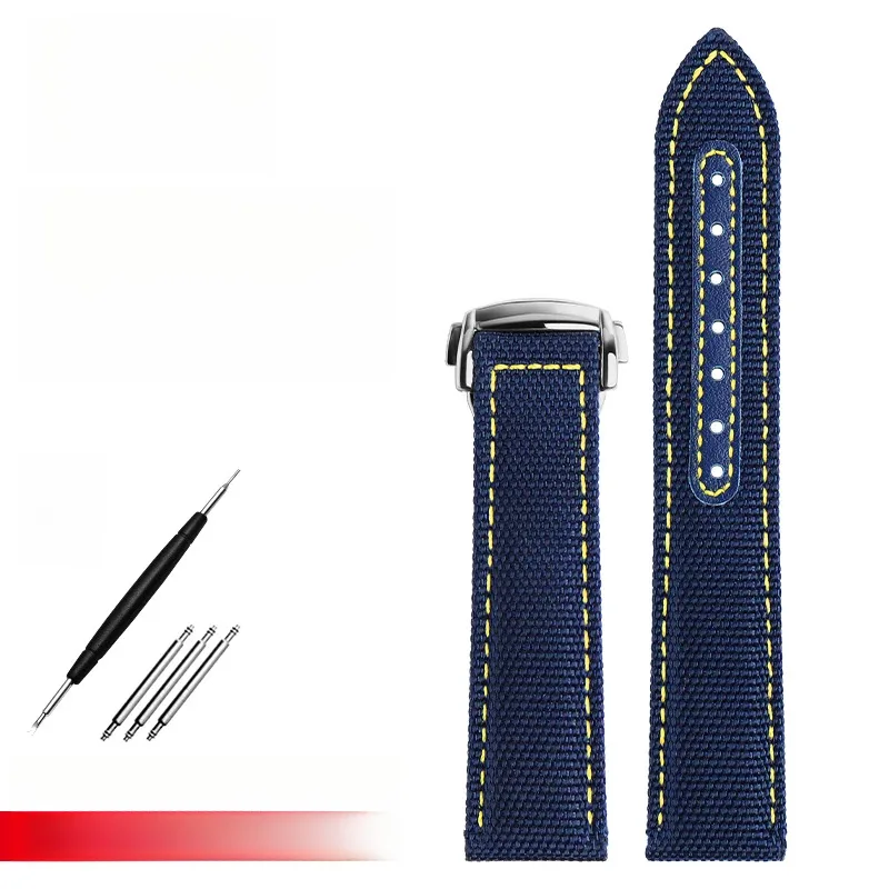 

Nylon Canvas Leather For Speedmaster AT150 Gold Needle Captain New Seamaster 300 Folding Buckle Strap 20mm 22mm Official Style