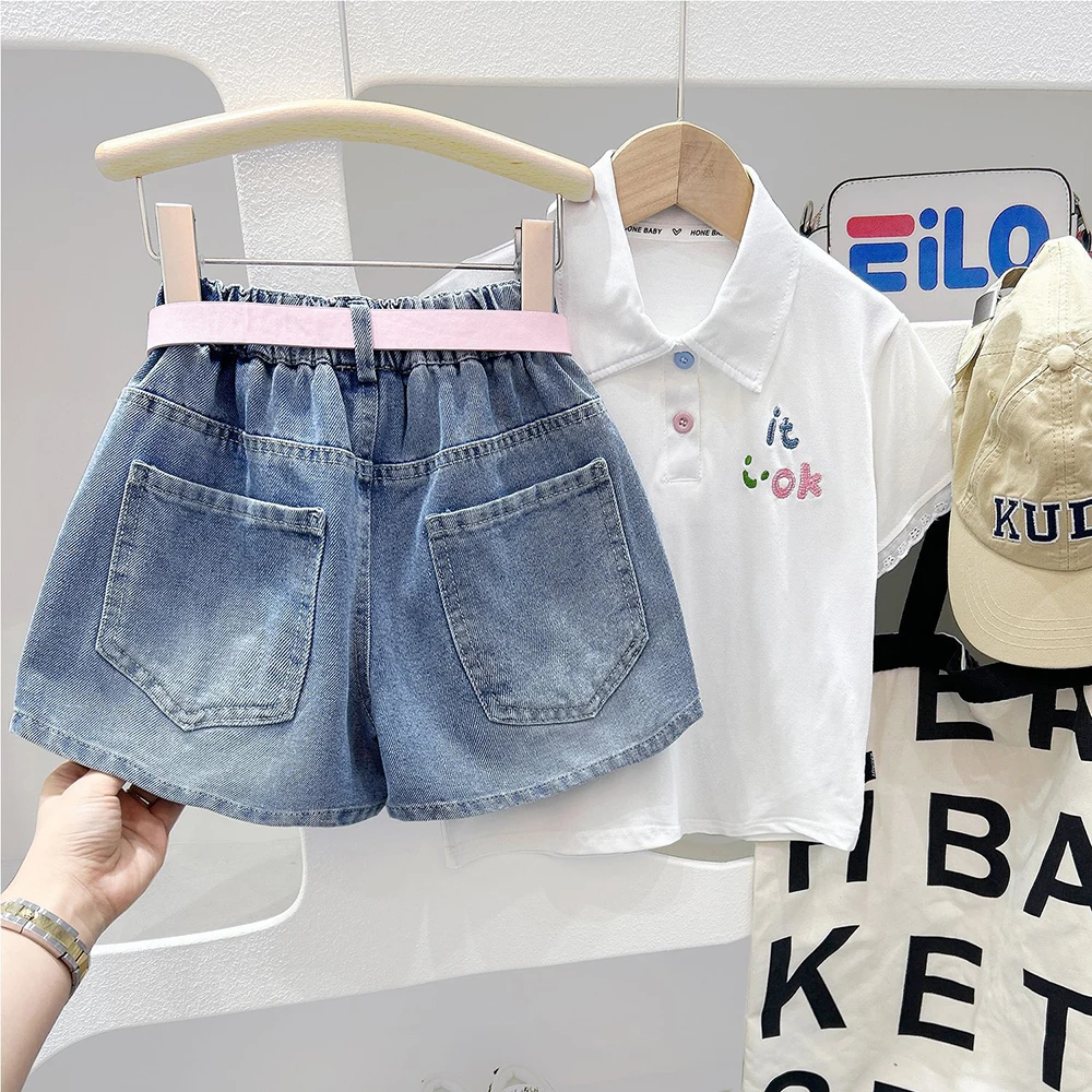 Toddler Girls Blue Denim Shorts 2026 New Summer Bow Embroidery Elastic Waist Denim Shorts Kids Casual Children Hot Pants 3-9T