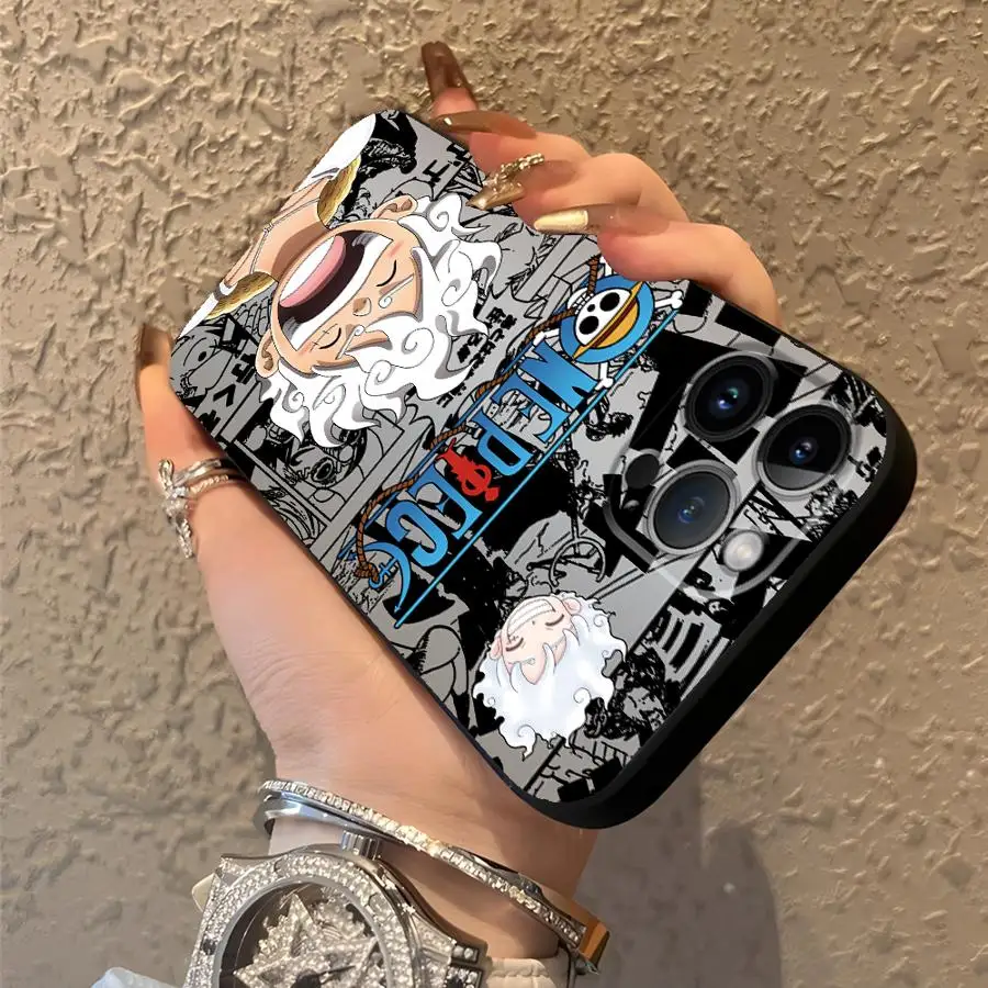 Case for iPhone Air 15 16 14 Plus 7 8 XR 13 12 11 17 Pro Max XS Max Black Soft Phone Cover O-One Piece Luffy 5 Gear