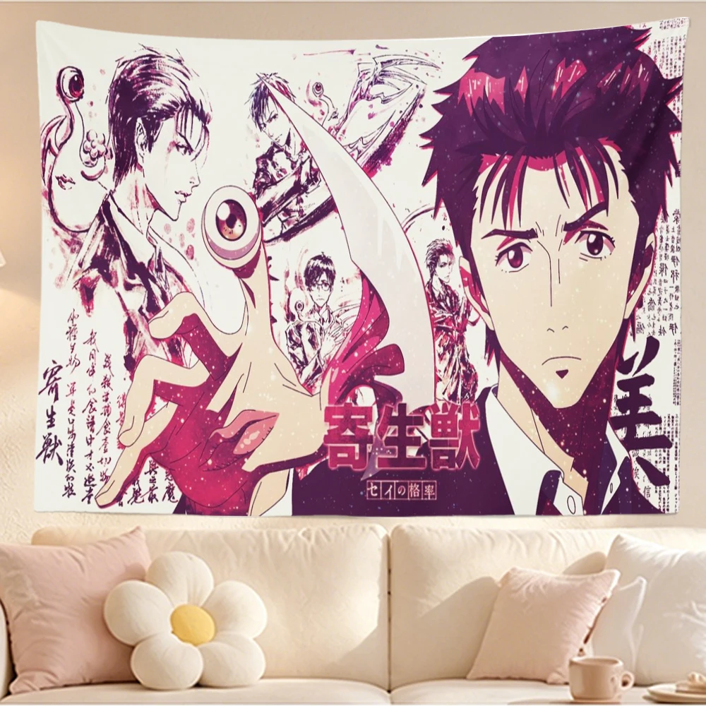 P-Parasyte Tapestry Wall Hanging Shinichi Migi Japanese Horror Seinen Manga Wall Art Bedroom Dorm Living Room Home Decor Fans