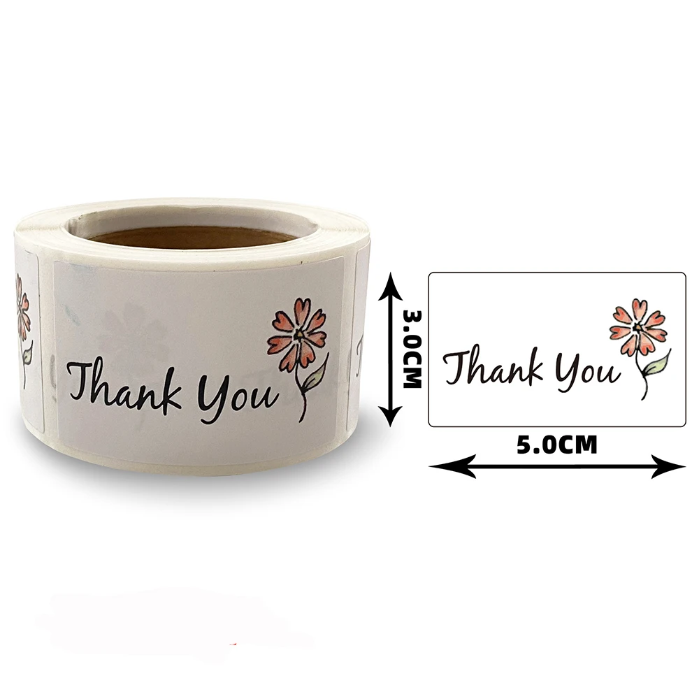 Pegatinas florales de agradecimiento para caja de tarjetas de regalo, etiquetas de sellado para envoltura de fiesta, decoración de alimentos para hornear, pequeña empresa, 200 piezas