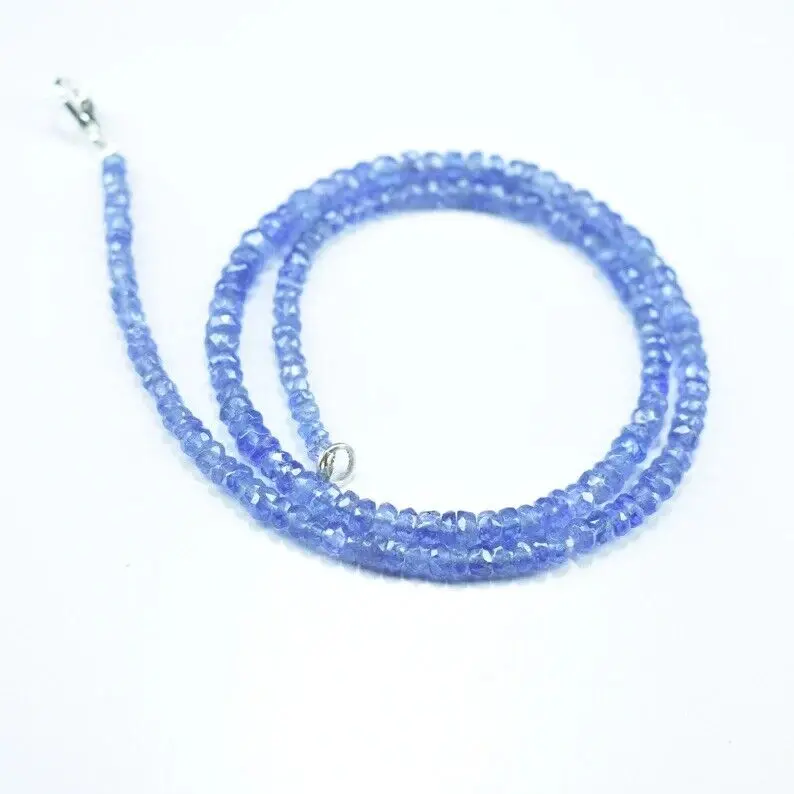 Natural Tanzanite roundelle Faceted Beads Necklace,2*4mm,18 Inches, AAA Quality