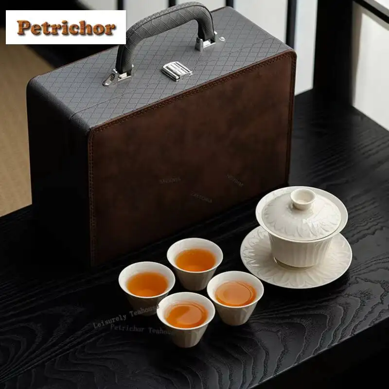 Imitation Song Ding Kiln White Tea Set Complete Set Luxury Tea Ceremony Set Teapot And Tea Cup Set Tea Items Decoration