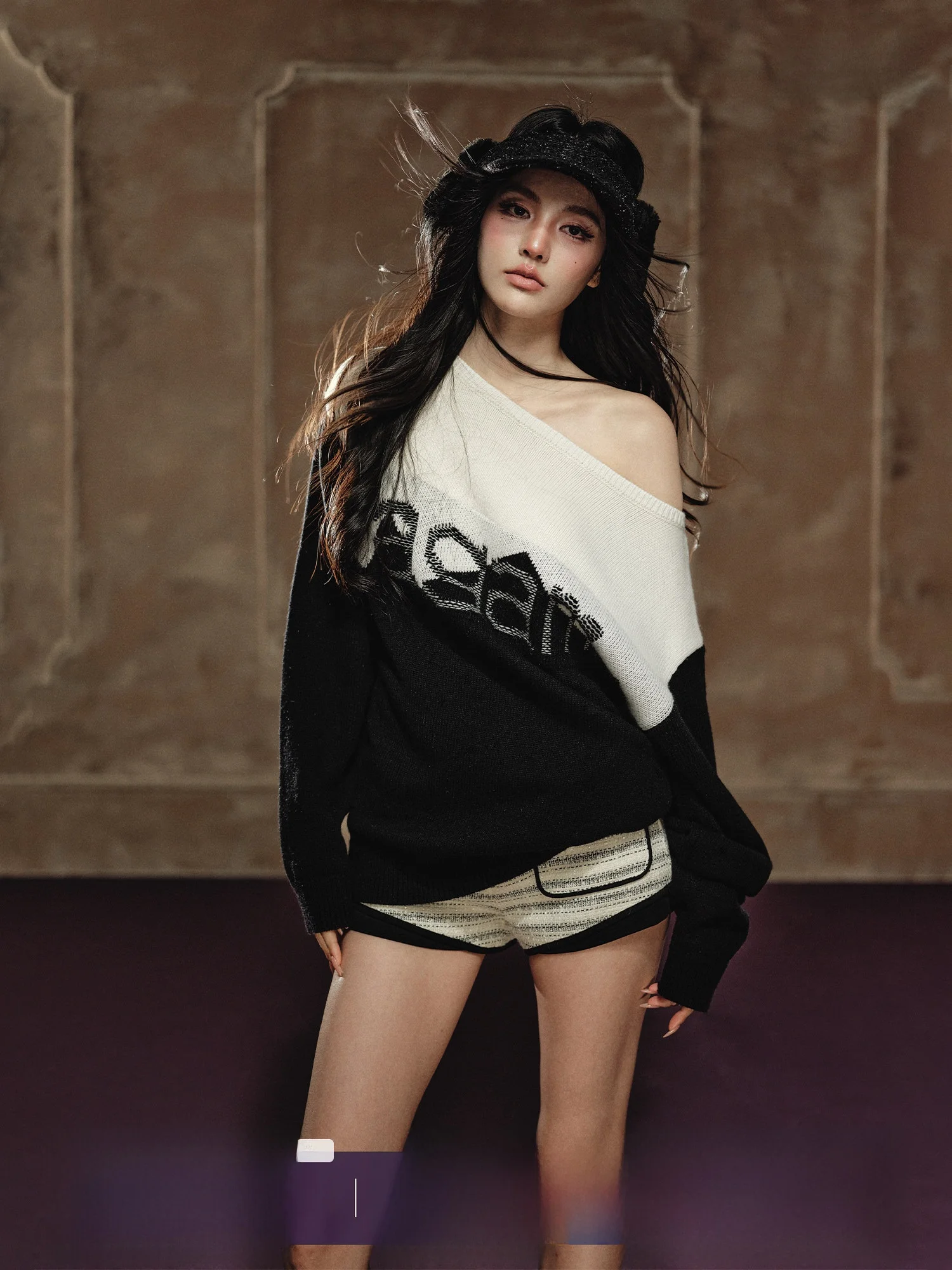 

AGAM Soft Skin-Friendly 35 Wool Loose Women's Sweater Casual oulder Design Color Blo Long Sve Knitted Top for op...