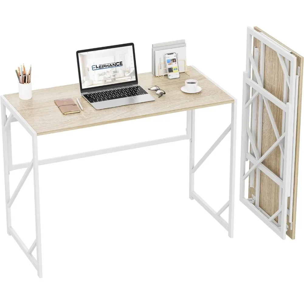 Folding Desk Writing Computer Desk for Home Office, No-Assembly Study Office Desk Foldable Table for Small Spaces