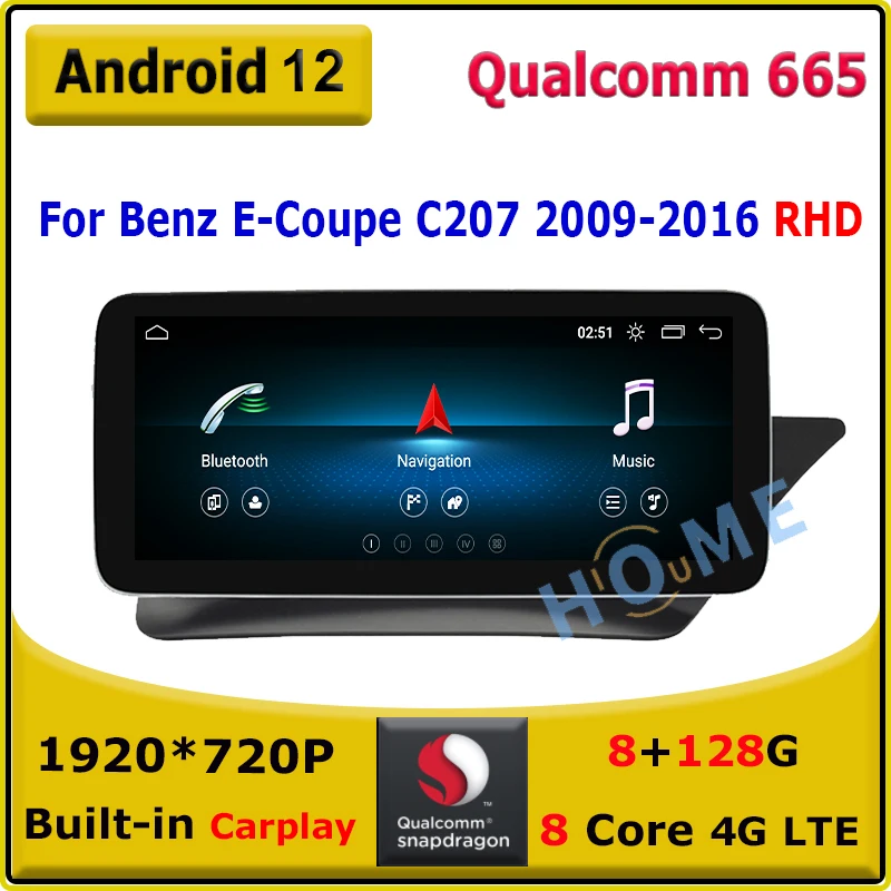 

Snapdragon 8+128G 10.25 12.5 inch 8Core Android 12 Multimedia GPS Radio For Mercedes Benz E Coupe 2 Door C207 E207 2009-2015 RHD