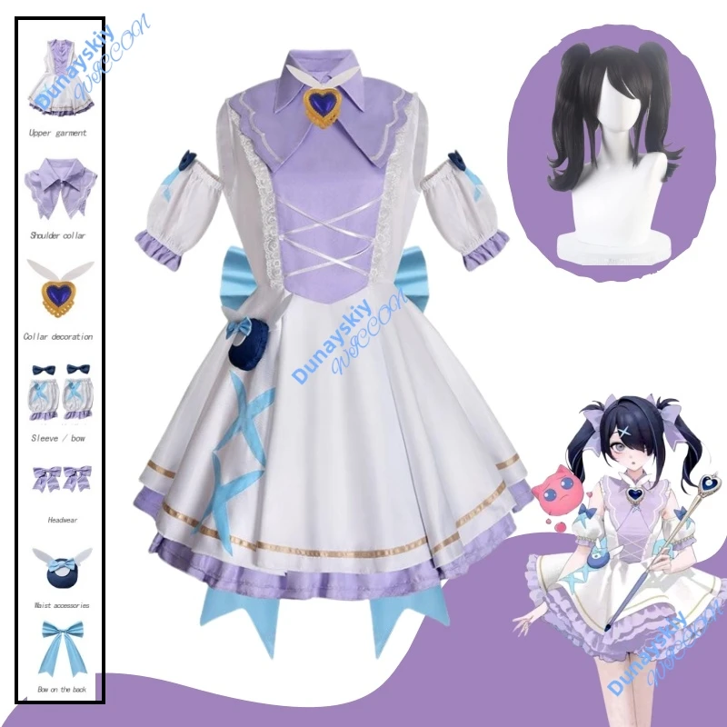 

Needy Косплей Девушка Overdose KAngel Ame Chan Фиолетовое платье Костюм Парик Аниме JK Униформа Платье на день рождения Палочка Опора Хэллоуин