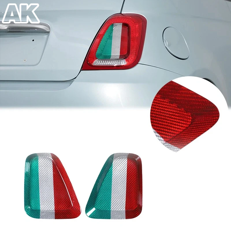 

For Fiat 500 Abarth 595 695 2016-2025 Real Carbon Fiber Car Rear Tail Light Panel Trim Car Exterior Protection Accessories 2 Pcs