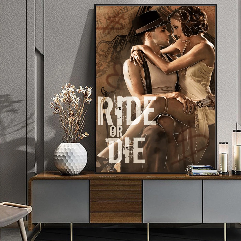 Classic Movie Bonnie and Clyde Poster Retro Movie Art Canvas Painting Home Room Club Cinema Wall Decor Art Movie Lovers Gifts